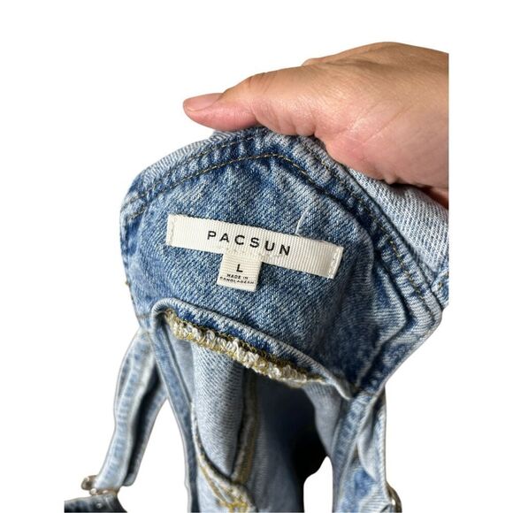 Pacsun Denim Shorts Overalls Size Large - Picture 10 of 11